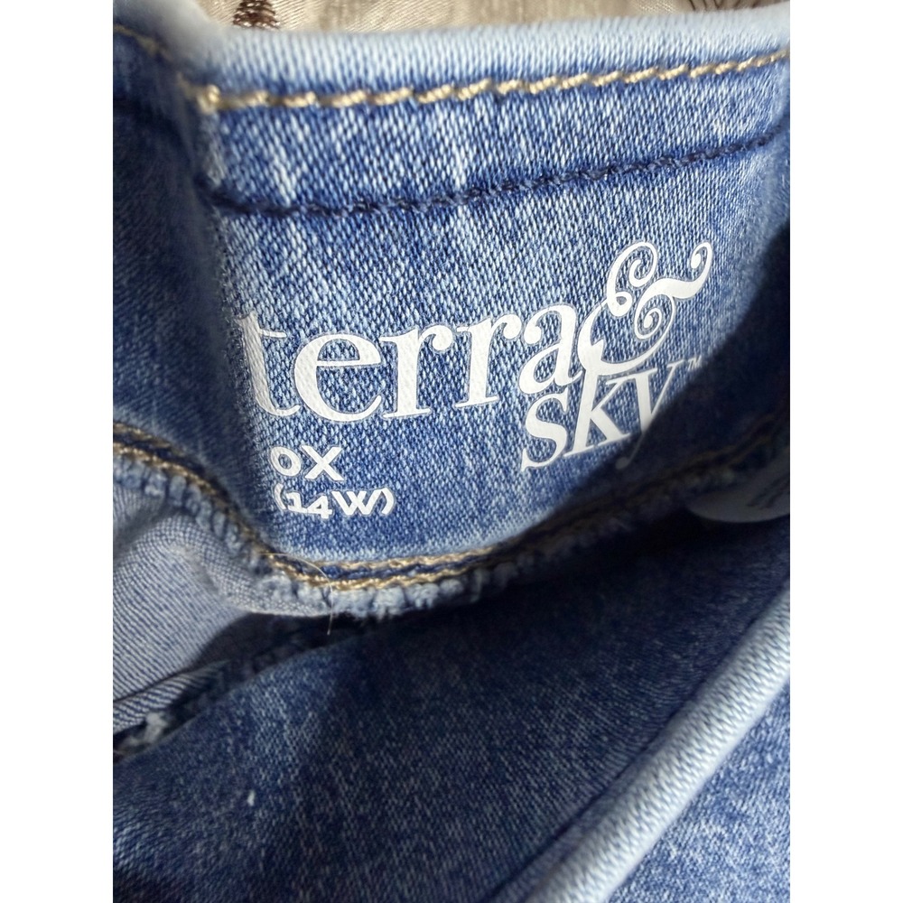 Terra & Sky Womens 0X 14W Medium Wash Pull On Skinny Jeans Stretch Jeggings - Picture 3 of 4